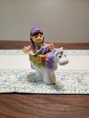 Purple-Haired Fisher Price Bender Girl on White & Lavender Unicorn